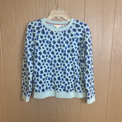 Sudadera Boden Azul Leopardo Manga Larga Talla XS Cuello Redondo Pullover Dobladillo Acanalado Foto 1 de 4