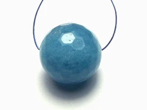 BLAUER AQUAMARIN 18 mm facettierte runde fokale Perlen NATUR - Bild 1 von 2