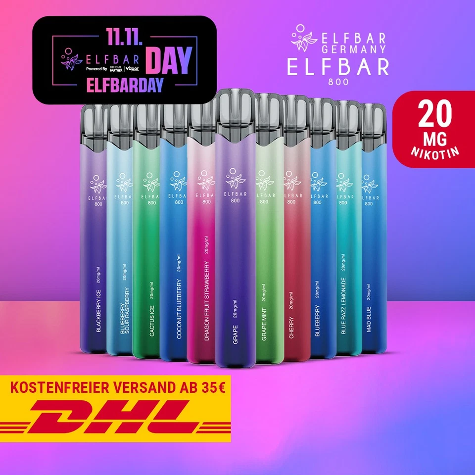 ELFBAR 800 E-Zigarette E-Shisha 800 Züge - 20mg Nikotin - Alle Sorten - ELF BAR - Bild 1 von 1