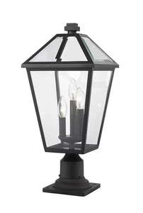 Talbot 3-Light Outdoor Pier Mounted Fixture Light In Black - Picture 1 of 1