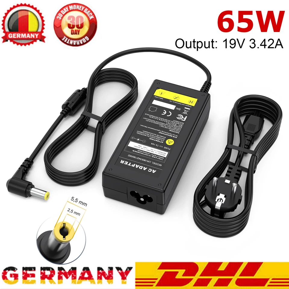 Notebook Ladegerät Ladekabel 19V 3,42A 65W für ASUS, Medion akoya, TOSHIBA - Bild 1 von 4