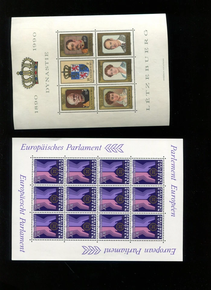 LUXEMBOURG MNH Mini Sheet Lot + Folder 10 Items - Image 1 of 4