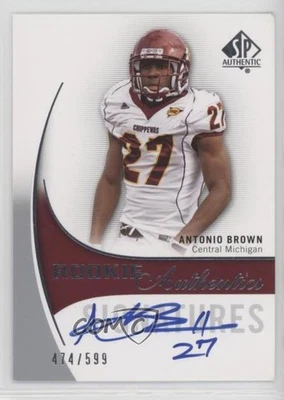 2010 SP Authentic Rookie Authentics 474/599 Antonio Brown #178 Rookie Auto RC - Image 1 of 3