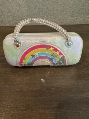 Adorable Girl’s Iridescent Glitter Hard Sunglasses Case with Handle Rainbow - Image 1 of 4