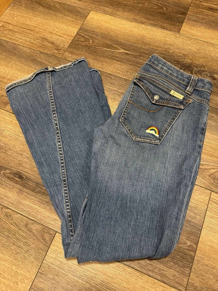 JEANS BOOTCUT de mezclilla acampanados GRASS Los Angeles LA para mujer talla 30x33 cosidos limpios Foto 1 de 4