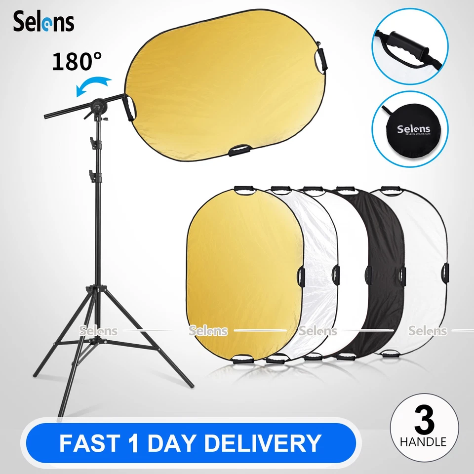 5in1 Photography Collapsible Light Reflector Diffuser / Holder Arm Stand Outdoor - Image 1 of 4