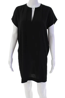 Vince Women's V-Neck Short Sleeves Mini Shift Dress Black Size XS - Image 1 of 4