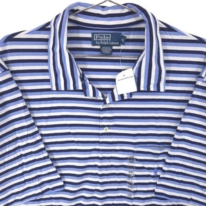 Polo Ralph Lauren Polo Mens XXL Beach Blue Striped Pony Logo Short Sleeve Preppy - Picture 1 of 9