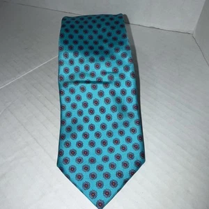 Bloomingdale’s Turquoise 100% Silk Neck Tie Made In Italy EUC Free Shipping - Picture 1 of 3