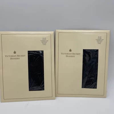 Paquete de 2 Medias de Colección Victoria's Secret Pantimedias Control Top Negro Medianoche Largas Foto 1 de 4