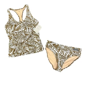 NEW Garnet Hill Tankini Top Bikini Bottoms Swimsuit Swim Set Brown 10 NWT - Picture 1 of 9