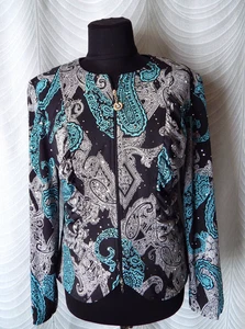 Joseph Ribkoff Cocktail Jacket Top UK 14  Full Zip Black White  Paisley Sequins - Bild 1 von 9
