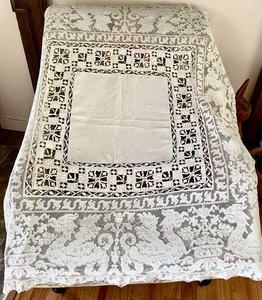 Antiguo mantel italiano vintage de 1925 bordado lino blanco 45x45 - Imagen 1 de 20