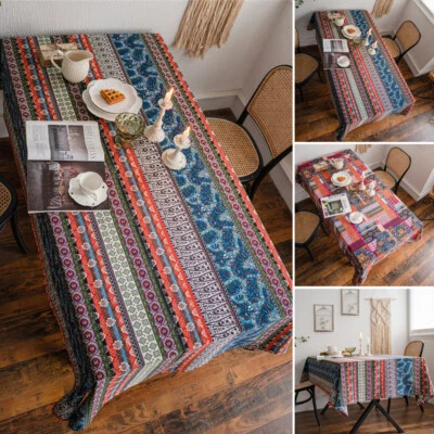 Printed Tablecloth Bohemian Rectangle Table Cloth Cover Dinner Party Dining Room - Image 1 of 4