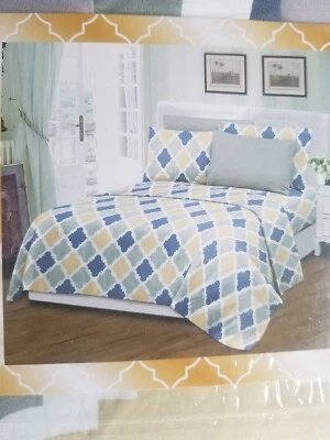 Hotel Collection Bamboo 100% 6 PIECE SET King BedSheet Set Blue Yellow NEW - Image 1 of 3