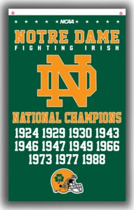 Notre Dame Football Team unvergessliche Flagge 90 x 150 cm 3 x 5 Fuß irische Champions Fan Banner - Bild 1 von 6