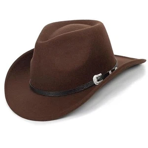 Kids Western Cowgirl-Cowboy Felt-Fedora-Hat Girls Boys Wide-Brim Retro-Rodeo ... - Picture 1 of 8