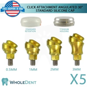 5x Angulated Click Attachment Standard Silicone Cap 30° Dental Internal Hex - Picture 1 of 3