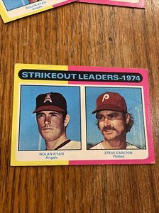 1975 Topps Strikeout Leaders #312 Nolan Ryan Steve Carlton Angels Phillies VG-EX