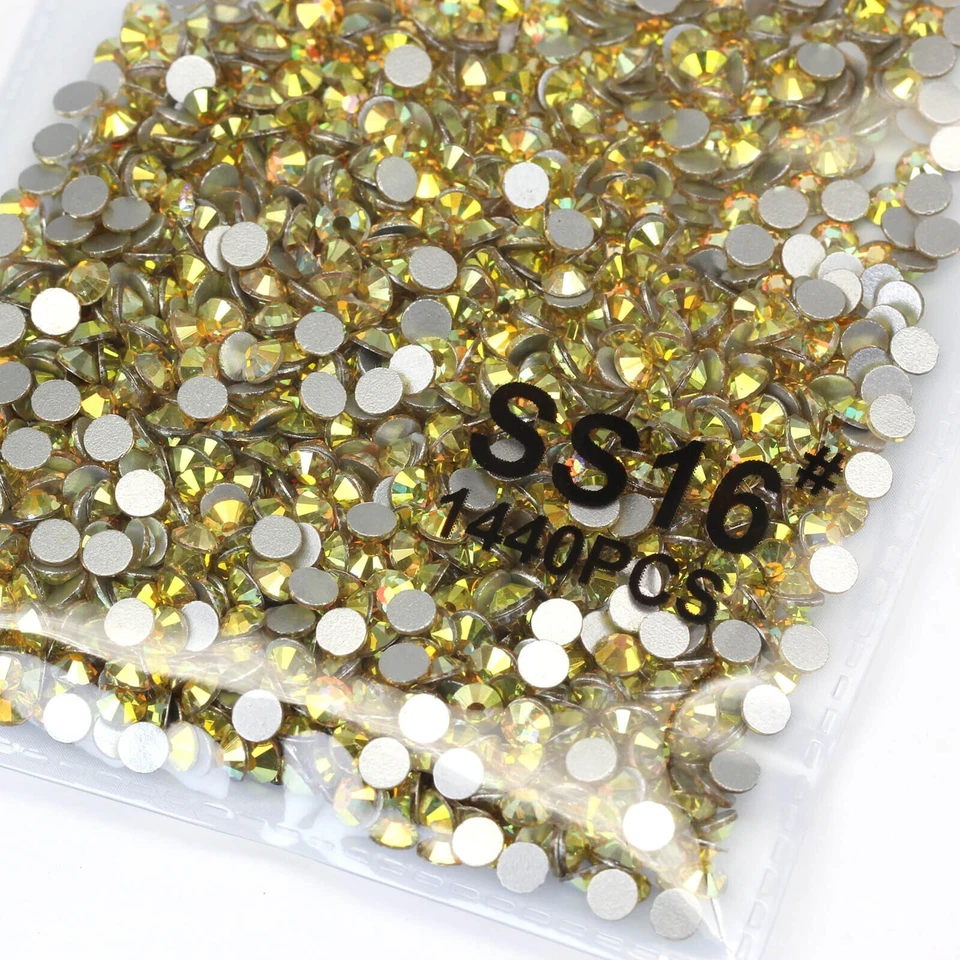 Gemas planas de diamantes de imitación de oro brillante 1440 piezas para uñas ropa decoración artesanal Foto 1 de 4