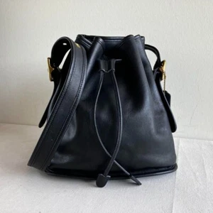 Vintage Old COACH 9952 Lula’s Legacy Drawstring Shoulder Bag Black Leather - Picture 1 of 16