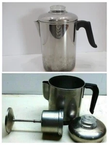 Revere Ware 2 Qt Percolatore Rame Rivestito Inox Macchina Caffè Espresso Teiera - Foto 1 di 10