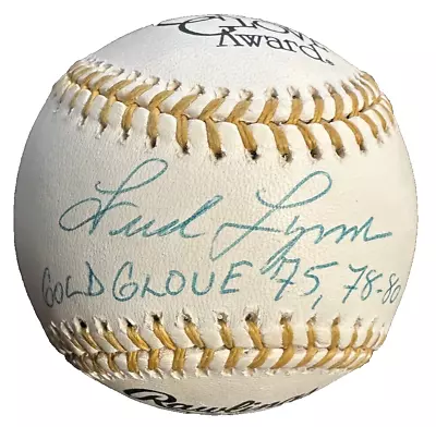 Fred Lynn Autographed Rawlings Gold Glove Baseball Red Sox W GG 75,78,80 - Image 1 of 4