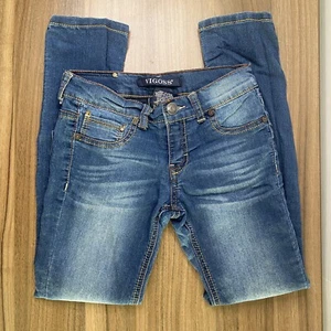 Vigoss Jeans Girls 7 Blue Ankle Skinny Leg Adjustable Waist Embroidered Pockets - Picture 1 of 8