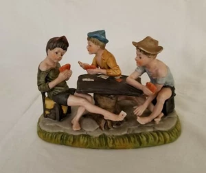 Capodimonte - " The Cheats " Figurine of Three Boys Playing Poker Hand Painted - Picture 1 of 12