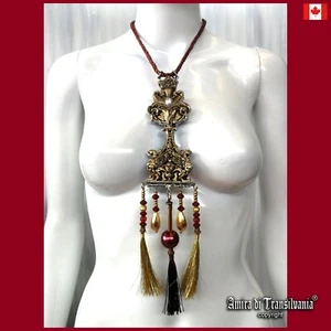 jewelry woman fashion necklace pendant victorian vintage gothic gold silver bib - Picture 1 of 24