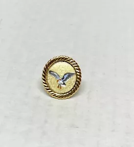 ANELLO VINTAGE TONO ORO SMALTO GUILLOCHÉ REGOLABILE - Gabbiano volante su giallo - Foto 1 di 5