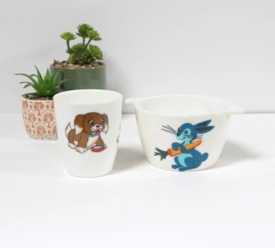 Verre et bol enfant mélamine vintage - Photo 1/4