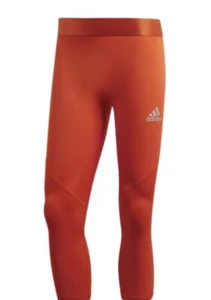 🩳 Adidas 2XL Collegiate Orange Alphaskin Sports 34M 3/4 Tights Fit 2J - Picture 1 of 6