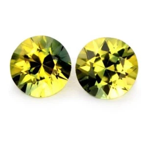 Certified Natural Yellow Sapphire 0.65ct VVS 4mm Brilliant Round Matching Pair - Picture 1 of 2