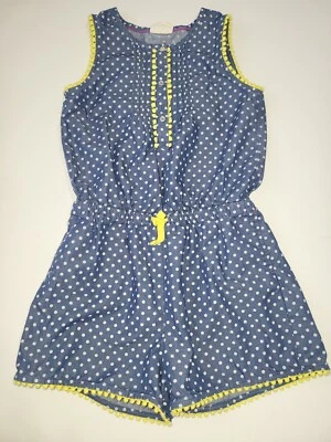 Mini Boden Polka Dot Romper size 9-10 chambray blue polka dot sleeveless - Image 1 of 4