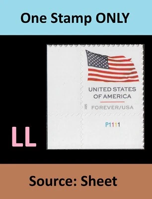 US 6016 Flag F plate single LL (from sheet) MNH 2025 - Image 1 of 3