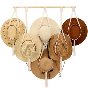 Macrame Hat Hangers Boho Hat Rack for Wall Hat Holder Display Organizer Bobo ... - Picture 1 of 8