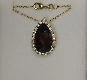 Halskette Marquise Träne aus Rubin und Diamant Cz 25mm vergoldet 18K Dolly-Schmuck - Bild 1 von 7