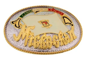 Rodeo Vaquero Azteca Occidental Hecho en Lindo Hebilla de Cinturón Estado México Hecho en Lindo - Imagen 1 de 2