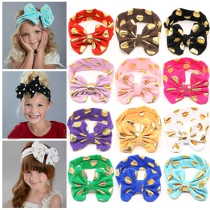 Baby Kid Girl Indian Style Polka Dot Elastic Turban Hat Hair Head Stretch Cap - Picture 1 of 9