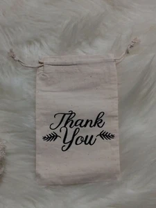 Thank You Drawstring Jewelry Pouch Fabric Gift Bags Wedding Birthday Party 20 PC - Picture 1 of 8