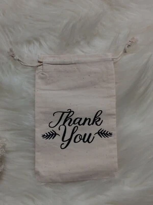 Bolsa de joyería con cordón de agradecimiento bolsas de regalo de tela boda fiesta de cumpleaños 20 piezas Foto 1 de 4