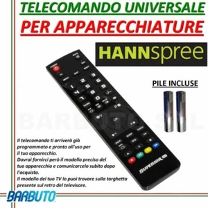 TELECOMANDO UNIVERSALE PER TELEVISORI HANNSPREE MODELLO T191H - Foto 1 di 1