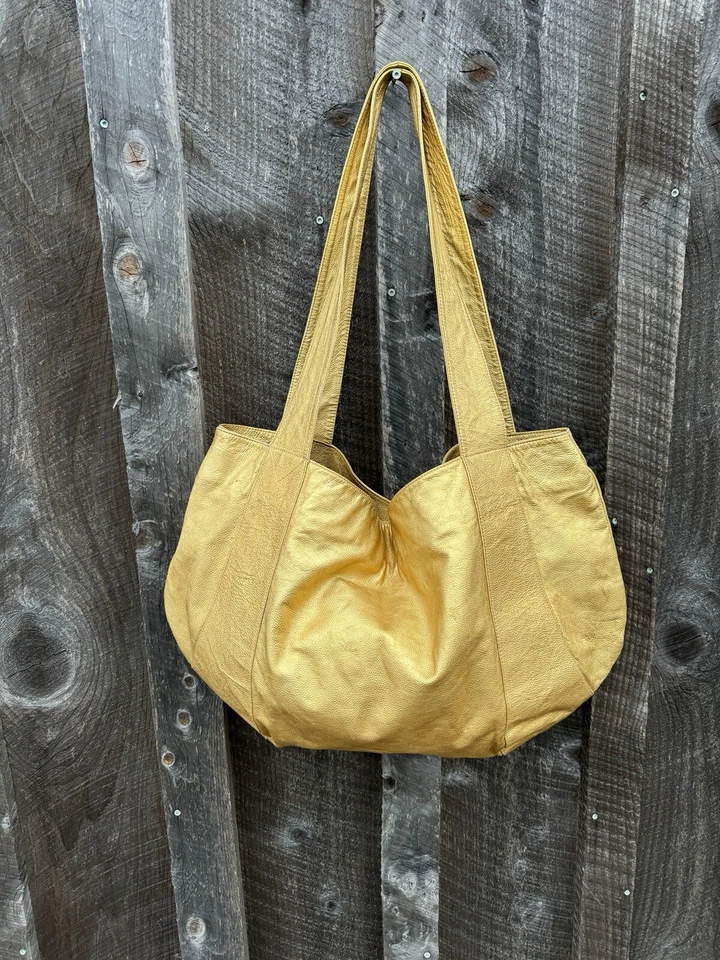 Donna Karan New York Bright Metallic Gold Shoulder Bag/Tote - Made In Italy - XL - Image 1 of 4