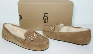 UGG Australia 1019193 CHE 5 Ansley Brillant Moccasin Slippers Shoes Chestnut 5 - Picture 1 of 9