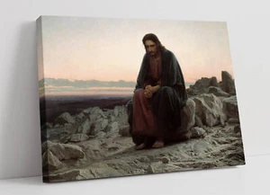 IVAN KRAMSKOI, CHRIST IN THE WILDERNESS -PREMIUM FRAMED CANVAS ART PRINT - Picture 1 of 3