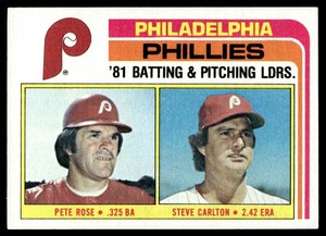 1982 Topps Phillies Team Leaders - Pete Rose/Steve Carlton Philadelphia Phillies