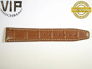 OEM Authentic IWC ONE LONG PART strap 20 mm croco LIGHT BROWN white thread - Picture 1 of 2