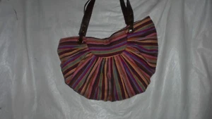 OLD NAVY, MULTI, COLOR STRIPES , BLUE COTTON LINING. 1 ZIPPER POCKET. HOBO TOTE - Picture 1 of 9