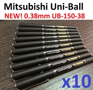 10x BLACK Uni-ball Ultra Micro Pen Made in Japan UB150 0.38 Uniball Mitsubishi - Picture 1 of 8
